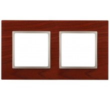 14-5302-08 Рамка на 2 поста, дерево, Эра Elegance, вишня+шамп  Б0034573  ЭРА