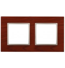 14-5302-08 Рамка на 2 поста, дерево, Эра Elegance, вишня+шамп  Б0034573  ЭРА