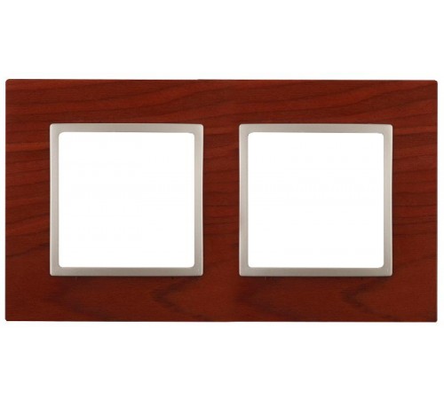 14-5302-08 Рамка на 2 поста, дерево, Эра Elegance, вишня+шамп  Б0034573  ЭРА