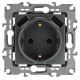 12-4109-12 Розетка с заземлением 16A-250В, штор. с 2xUSB 5В-3А, 12, графит   Б0047846  ЭРА