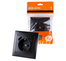 Розетка 2П+З 16А 250В + 2 USB порта 2,1А 5В графит "Лама"  SQ1815-0642  TDM