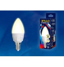 Лампа светодиодная LED-C37 7W/WW/E14/FR PLP01WH LED. "свеча", матовая. серия Яркая, пр-во Россия, 3000K  UL-00002413  Uniel