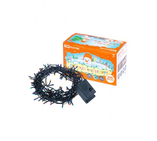 Гирлянда новогодняя, МГ 200, 220 В, многоцветная, 10 м, 8 режимов  SQ0361-0006  TDM ELECTRIC