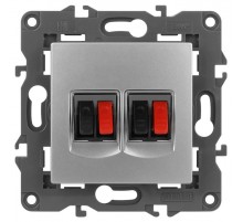 14-3112-03 Розетка аудио двойная, IP20, Эра Elegance, алюминий  Б0034328  ЭРА