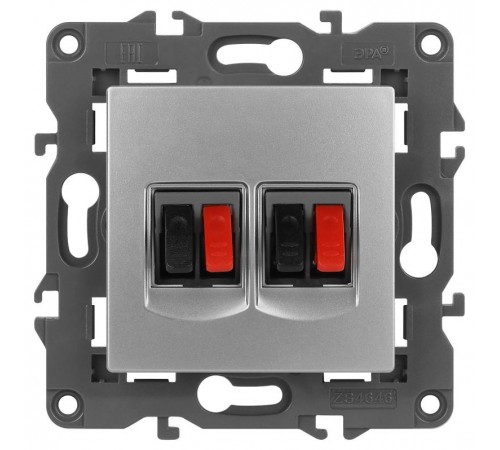 14-3112-03 Розетка аудио двойная, IP20, Эра Elegance, алюминий  Б0034328  ЭРА