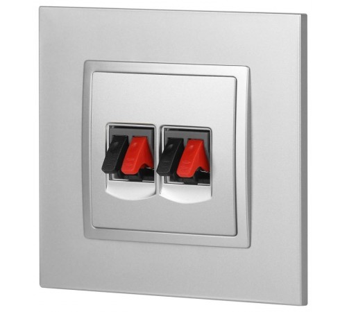 14-3112-03 Розетка аудио двойная, IP20, Эра Elegance, алюминий  Б0034328  ЭРА