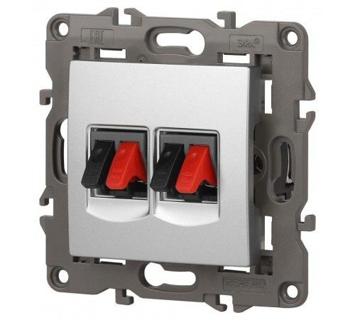 14-3112-03 Розетка аудио двойная, IP20, Эра Elegance, алюминий  Б0034328  ЭРА