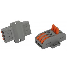 Клемма  NO-225-454 проходная с монтажной площадкой 222-2413Р с рычагами 3 полюса 0.08-2.5/4 мм2 (упаковка 2 шт.)  Б0067943  ЭРА