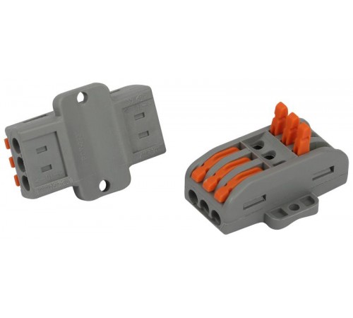 Клемма  NO-225-399 проходная с монтажной площадкой 222-2413Р с рычагами 3 полюса 0.08-2.5/4 мм2 (упаковка 15 шт.)  Б0067881  ЭРА