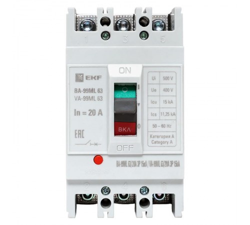 Выключатель автоматический ВА-99М 63/20А 3P 15кА EKF Basic  mccb99-63-20mI  EKF