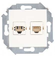 Simon 15 Сл. кость Розетка телефонная + компьютерная RJ11+RJ45 кат.5е, Systimax  1591590-031  Simon