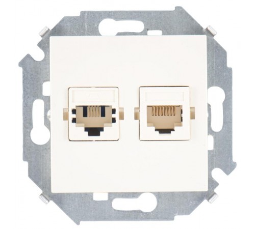 Simon 15 Сл. кость Розетка телефонная + компьютерная RJ11+RJ45 кат.5е, Systimax  1591590-031  Simon