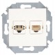 Simon 15 Сл. кость Розетка телефонная + компьютерная RJ11+RJ45 кат.5е, Systimax  1591590-031  Simon