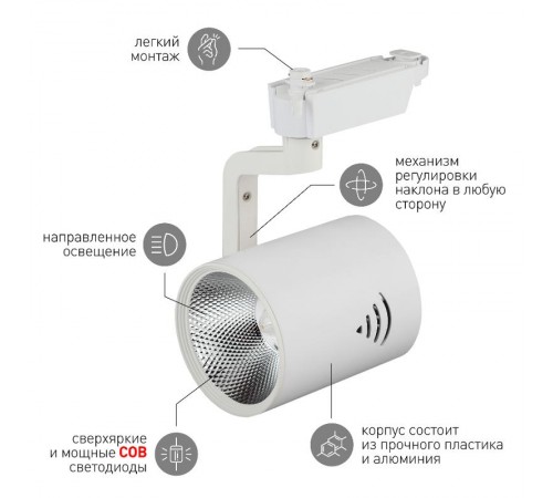 Светильник светодиодный трековый TR1-30 WH 30Вт COB бел.  Б0032099  ЭРА