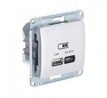 Glossa Перламутр USB Розетка A + тип-C 45W высокоскор.заряд. QC PD  GSL000629  SE