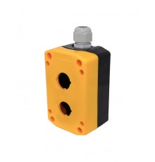 Корпус ПКУ22/2, чёрный с жёлтой крышкой, два отверстия  22мм, с сальником, IP65  (ЭТ)   ET518664   Электротехник