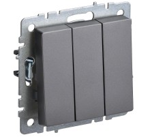 BRITE Выключатель 3-клавишный 10А ВС10-3-0-БрС сталь  BR-V30-0-10-K46  IEK