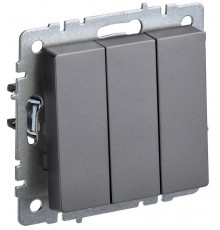 BRITE Выключатель 3-клавишный 10А ВС10-3-0-БрС сталь  BR-V30-0-10-K46  IEK
