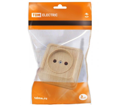 Розетка 2П открытой установки IP20 10А 250В (керамика) сосна "Ладога"  SQ1801-0410  TDM