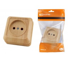 Розетка 2П открытой установки IP20 10А 250В (керамика) сосна "Ладога"  SQ1801-0410  TDM