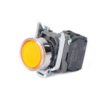 Кнопка SB4 с подсветкой в сборе модульная 22мм желтая металл 24ВDC 1НО  SB4BW35B1  SE