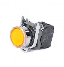 Кнопка SB4 с подсветкой в сборе модульная 22мм желтая металл 24ВDC 1НО  SB4BW35B1  SE