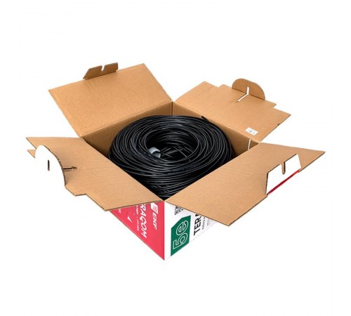 Кабель витая пара TERACOM PRO Cat.5E F/UTP 4 пары solid внешний 24AWG черный упак. 305м  TRP-5EFTP-04PE-BK-OUT3  EKF