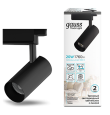 Светильник светодиодный трековый цилиндр 20W 1760lm 4000K 180-220V IP20 65*206мм черный линза 36  TR084  Gauss