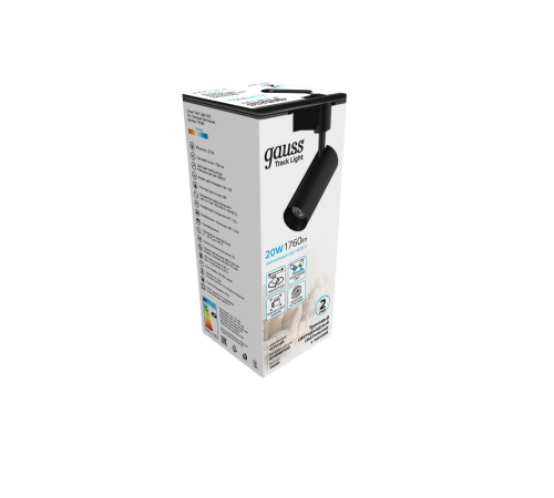 Светильник светодиодный трековый цилиндр 20W 1760lm 4000K 180-220V IP20 65*206мм черный линза 36  TR084  Gauss