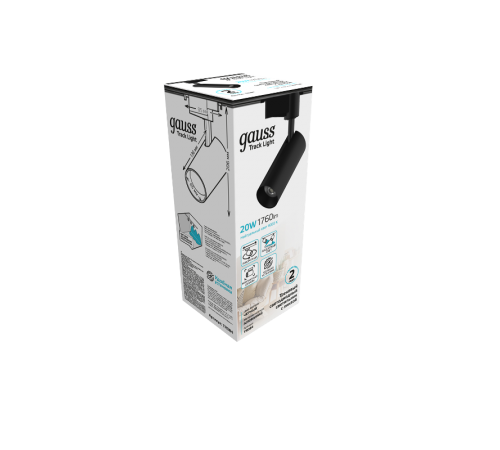 Светильник светодиодный трековый цилиндр 20W 1760lm 4000K 180-220V IP20 65*206мм черный линза 36  TR084  Gauss