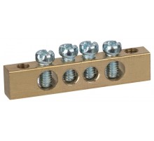 Шина  NO-122-01 PEN земля-ноль 6х9мм 4/2 латунная с креплениями по краям   Б0047215  ЭРА