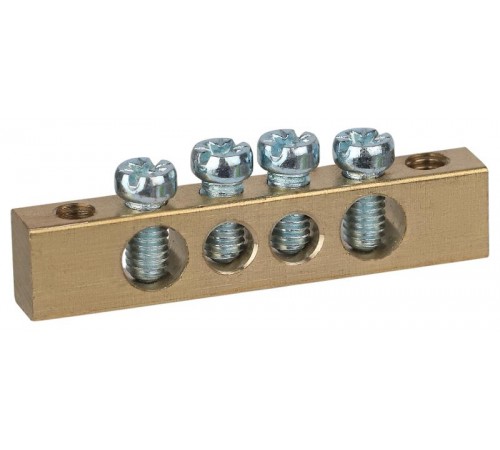 Шина  NO-122-01 PEN земля-ноль 6х9мм 4/2 латунная с креплениями по краям   Б0047215  ЭРА