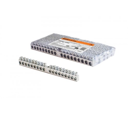 Шина "N" нулевая 6х9мм 18/1 (18 групп/крепеж по центру) никелированная  SQ0801-0308  TDM