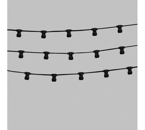 Гирлянда Белт-Лайт 2 жилы, 50м, шаг 40см, 125 патронов E27, IP65, черный плоский провод ПВХ 331-262  PROconnect