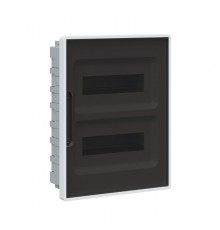 Щиток 24 мод встраиваемый для полых стен FRAME, белый, с тонированной  дверцей, с 4 шинами PEN (2шт на 8 отв. и 2шт на 6 отв.)  F24B3WD  DKC