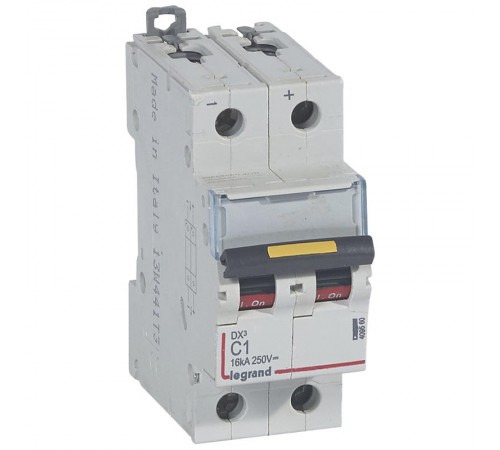 Выключатель автоматический двухполюсный DX3 DC 10000 1А C 16кА  409560  Legrand
