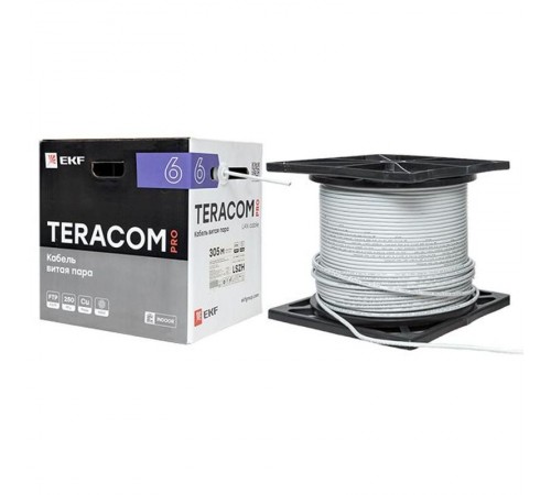 Кабель витая пара TERACOM PRO Cat.6 F/UTP 4 пары solid 23AWG нг(А)-HF серый упак. 305м  TRP-6FTP-04LSH-GY-IN3  EKF
