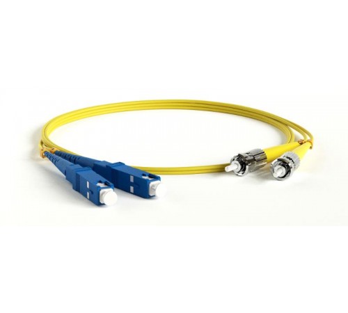 FC-D3-9-SC/UR-ST/UR-H-2M-LSZH-YL Патч-корд волоконно-оптический (шнур) SM 9/125 (OS2), ST/UPC-SC/UPC, 3.0 мм, duplex, LSZH, 2 м  28079  Hyperline
