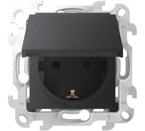 Simon 24 Графит Розетка 2К+З Schuko IP44  2450448-038  Simon