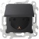 Simon 24 Графит Розетка 2К+З Schuko IP44  2450448-038  Simon