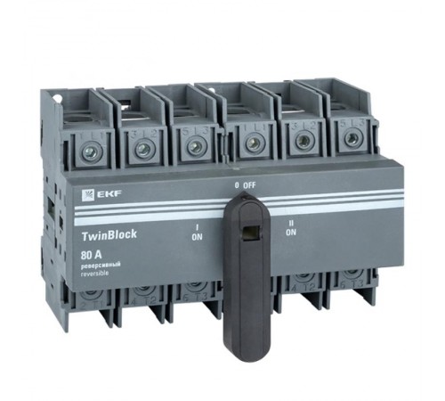 Рубильник 80A 3P реверсивный c рукояткой управления для прямой установки TwinBlock EKF  tb-s-80-3p-rev  EKF