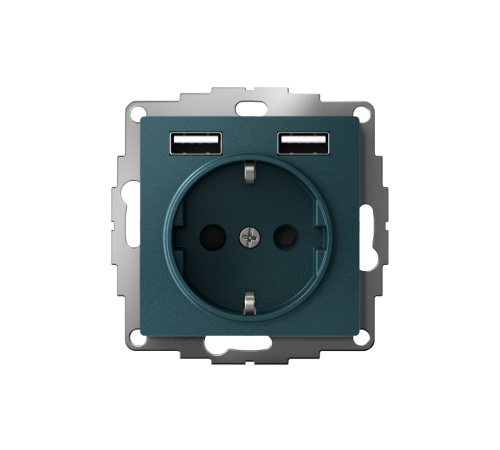 AtlasDesign Изумруд Розетка 16А c 2 USB A+A, 5В/2,4 А, 2х5В/1,2 А, механизм  ATN000830  SE