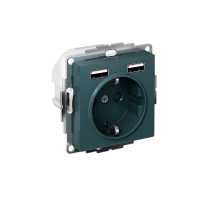 AtlasDesign Изумруд Розетка 16А c 2 USB A+A, 5В/2,4 А, 2х5В/1,2 А, механизм  ATN000830  SE