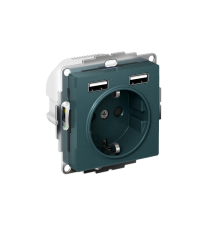AtlasDesign Изумруд Розетка 16А c 2 USB A+A, 5В/2,4 А, 2х5В/1,2 А, механизм  ATN000830  SE