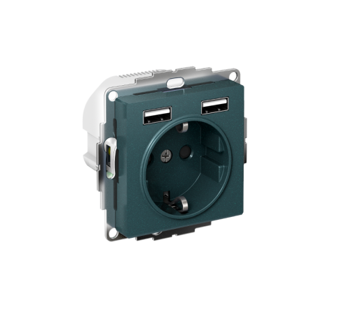 AtlasDesign Изумруд Розетка 16А c 2 USB A+A, 5В/2,4 А, 2х5В/1,2 А, механизм  ATN000830  SE