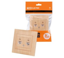 Розетка компьютерная двойная RJ45 сосна "Лама"  SQ1815-0365  TDM