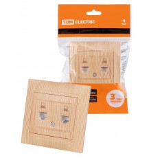 Розетка компьютерная двойная RJ45 сосна "Лама"  SQ1815-0365  TDM