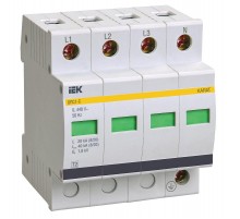 Ограничитель импульсного перенапряжения ОПС1-C 4Р In=20kA Un=400B Im=40kA  MOP20-4-C  IEK