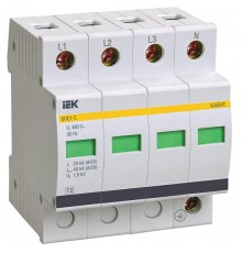 Ограничитель импульсного перенапряжения ОПС1-C 4Р In=20kA Un=400B Im=40kA  MOP20-4-C  IEK