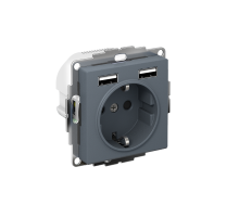 AtlasDesign Грифель Розетка 16А c 2 USB A+A, 5В/2,4А, 2х5В/1,2А, механизм  ATN000730  SE